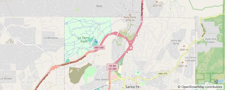 Map showing the Nine Kilns studio at Old Brickworks, Santa Fe